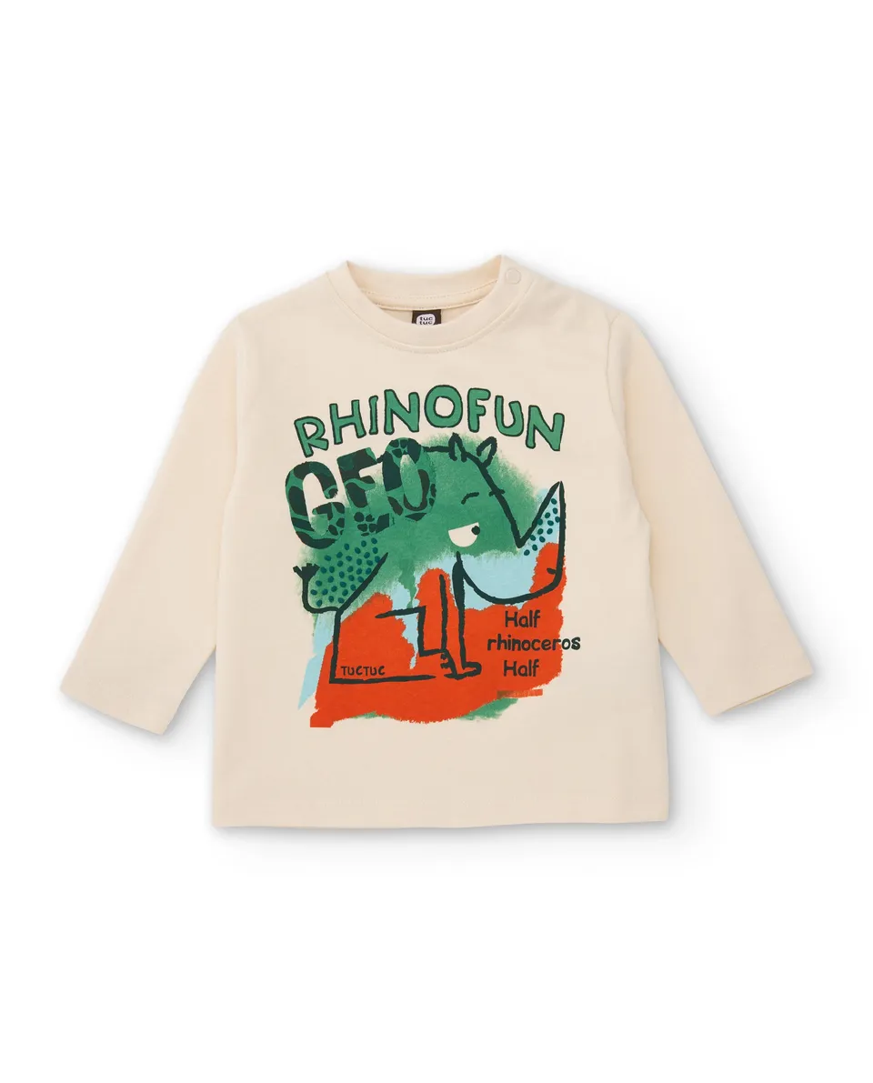 TucTuc Magliette maglietta bimbo rinoceronte ecru jersey