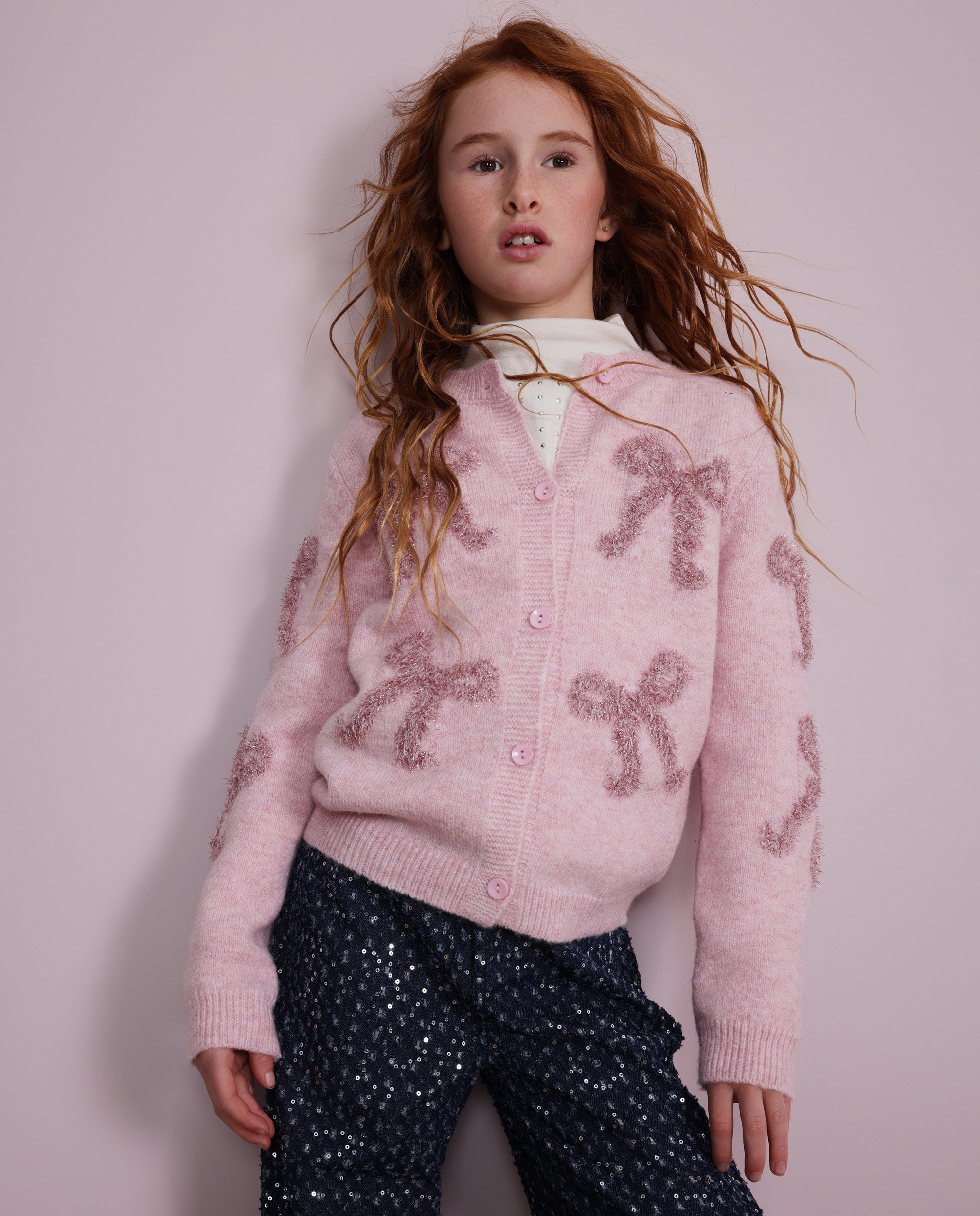 TucTuc Maglioni giacca tricot rosa fiocchi 4A-16A