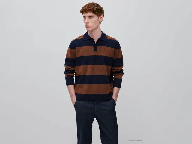 Benetton Sweaters polo maglione lana righe S