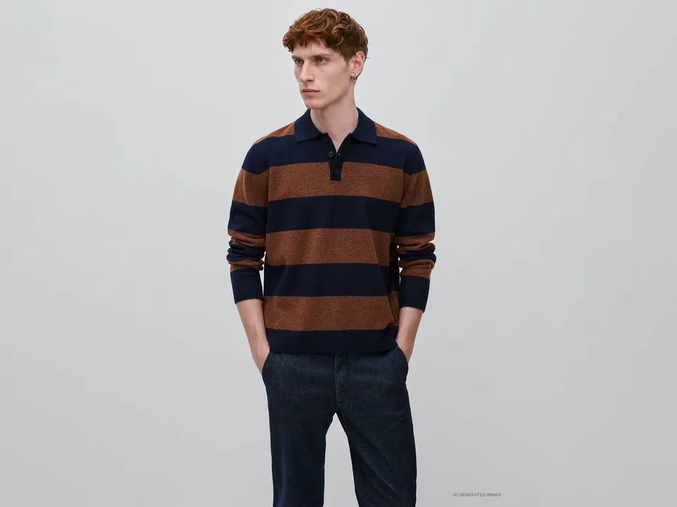 Benetton Sweaters polo maglione lana righe S