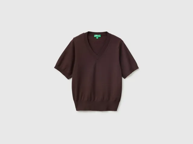 United Colors of Benetton Short-sleeved tricot sweater maglione viscosa