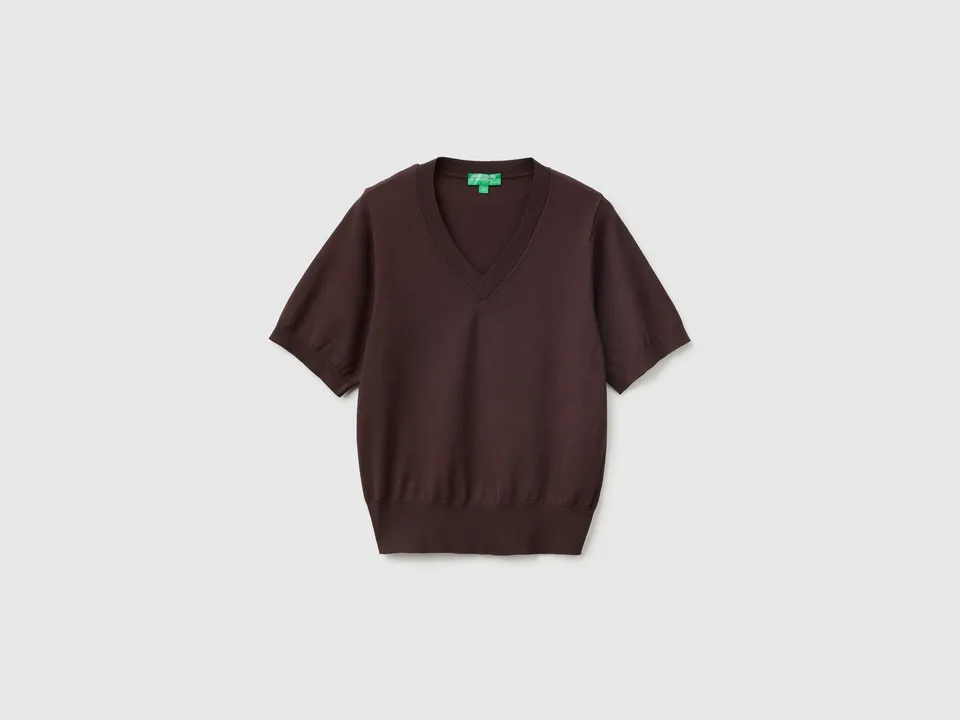 United Colors of Benetton Short-sleeved tricot sweater maglione viscosa