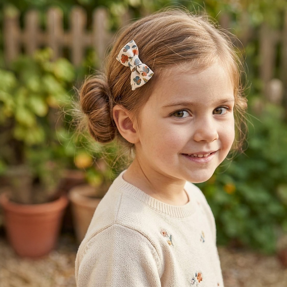 Petite Citrouille Célestine molletta bambina ecru fiori cotone
