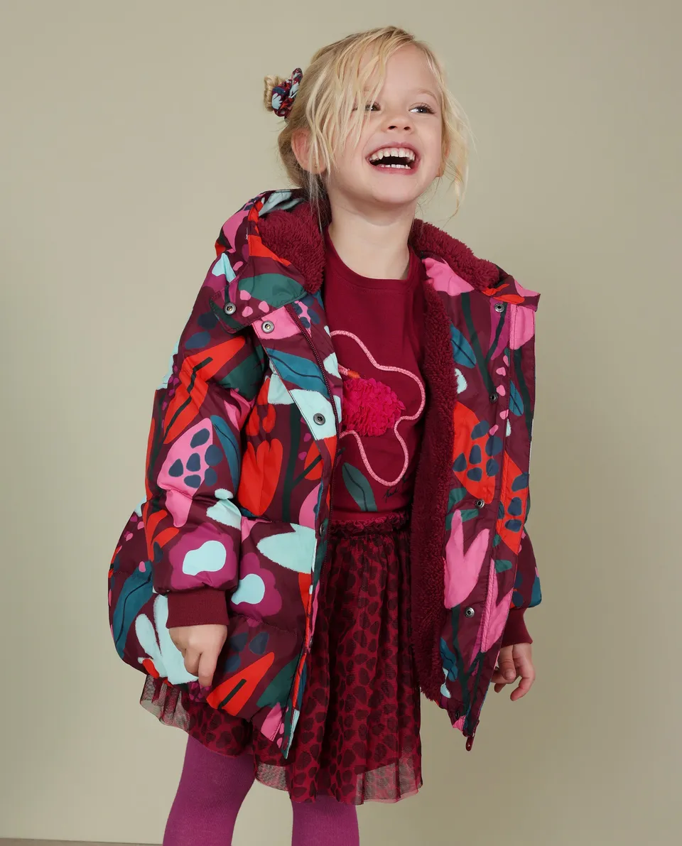 TucTuc Cappotti cappotto imbottito bambina bordeaux floreale