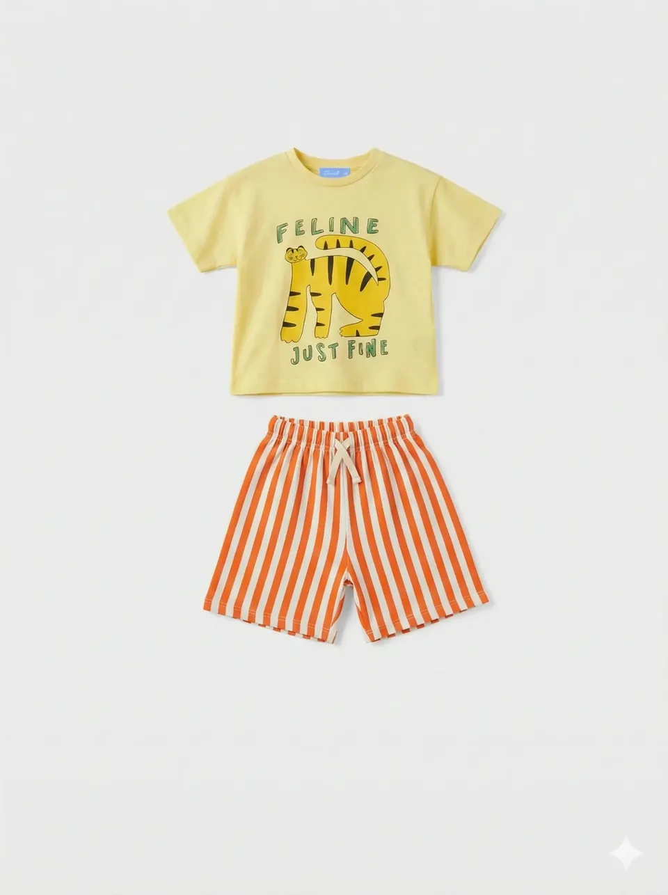Kocarcia Kokarcia Completo Tigre Gialla Shorts Cotone 4-5 Anni