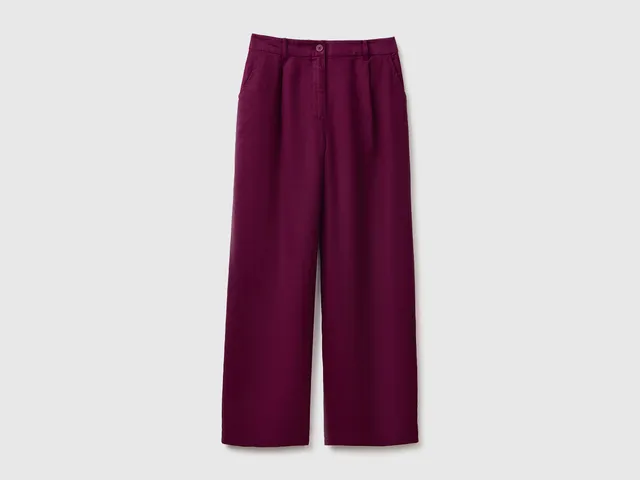 United Colors of Benetton Trousers pantaloni lino vita alta 40