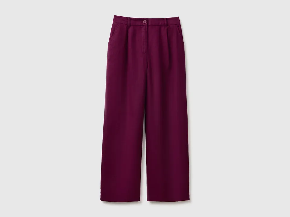 United Colors of Benetton Trousers pantaloni lino vita alta 40
