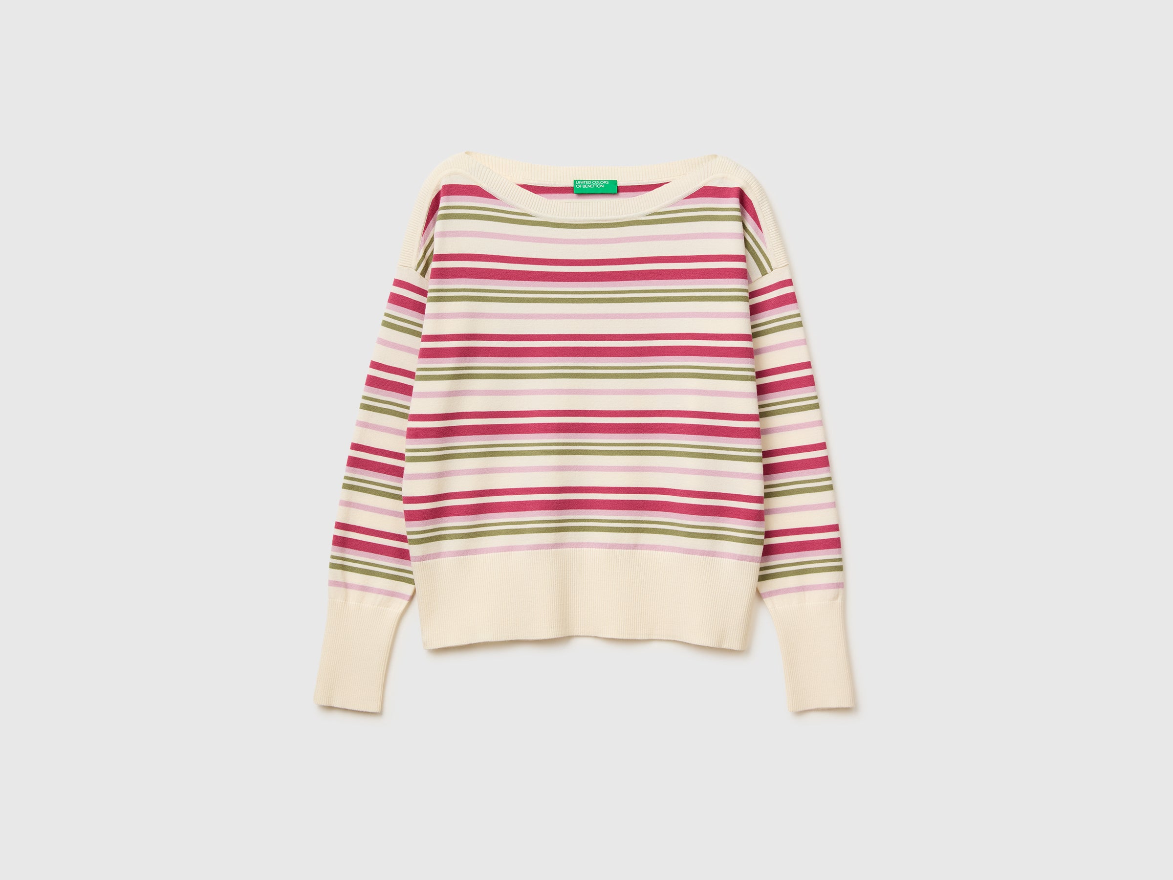 Benetton Sweaters maglione righe scollo barca M
