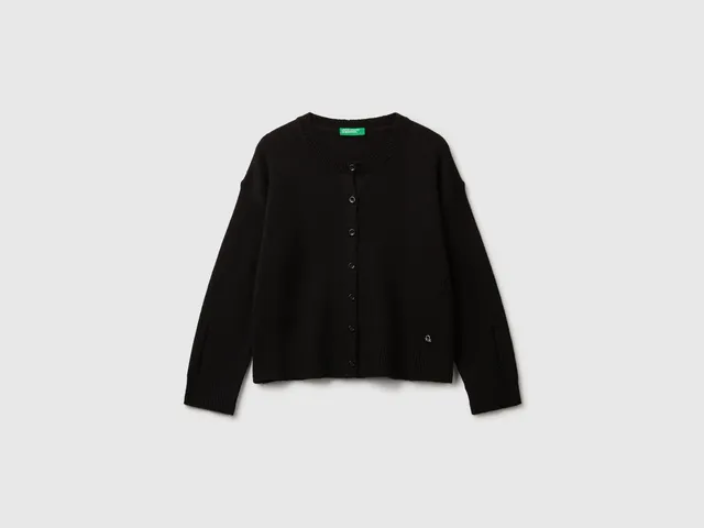 United Colors of Benetton Cardigan viscosa lana bottoni collo mandarino