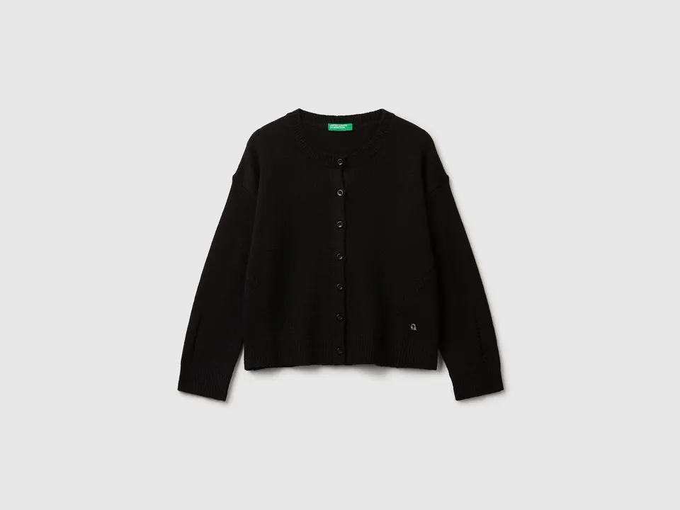 United Colors of Benetton Cardigan viscosa lana bottoni collo mandarino