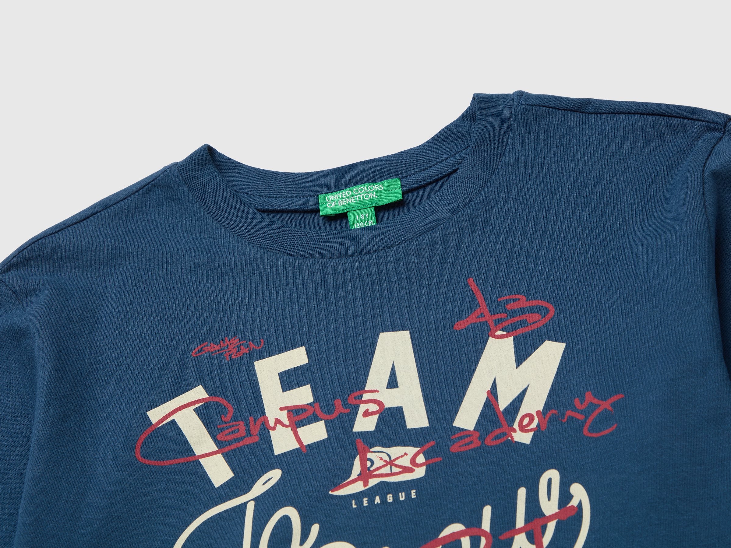 Benetton T-shirt manica lunga cotone bio stampa S