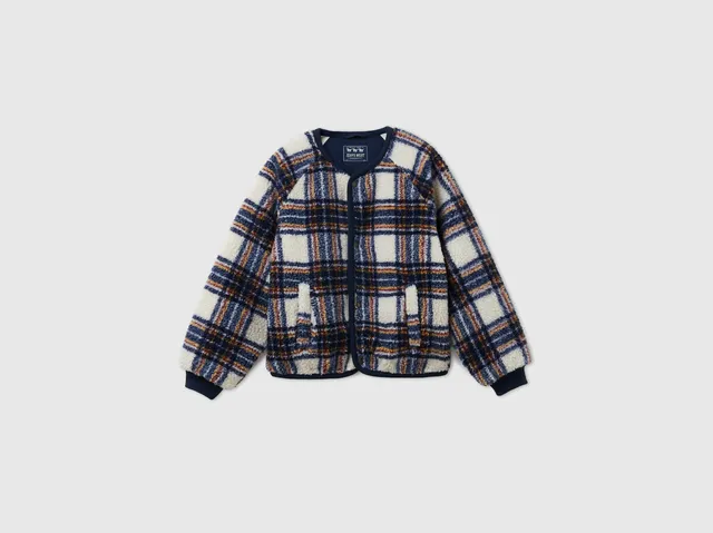 United Colors of Benetton bomber bimbo scozzese pelliccia M
