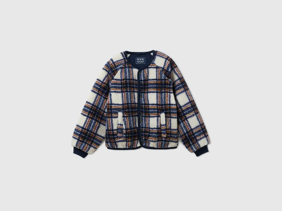 United Colors of Benetton bomber bimbo scozzese pelliccia M