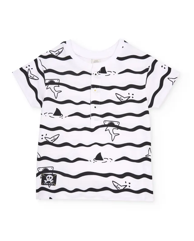 TucTuc Magliette T-shirt Squali Maglietta Bimbo Bianca Squali