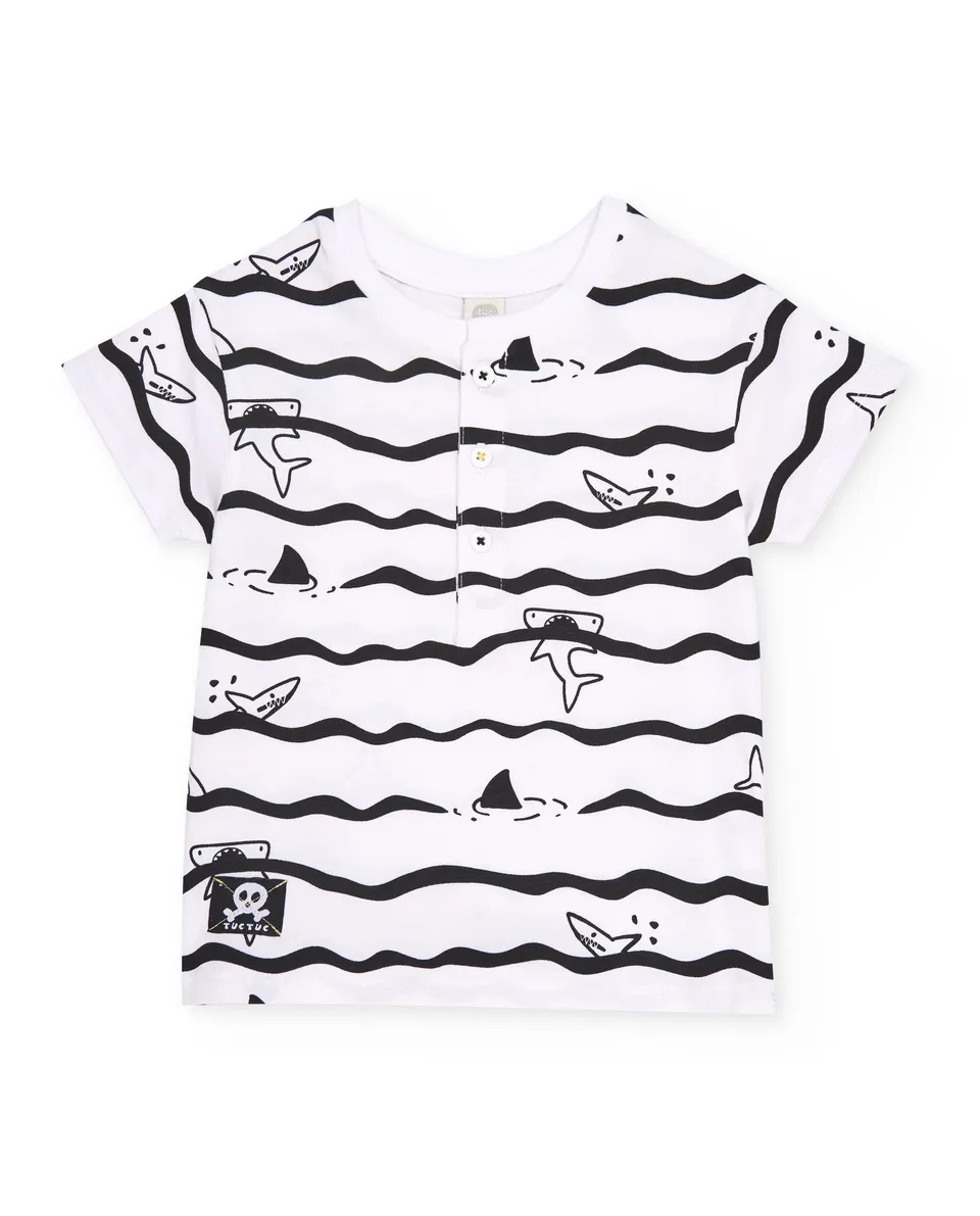 TucTuc Magliette T-shirt Squali Maglietta Bimbo Bianca Squali