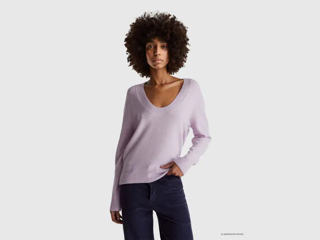 United Colors of Benetton Sweaters maglione oversize scollo V taglia S lana