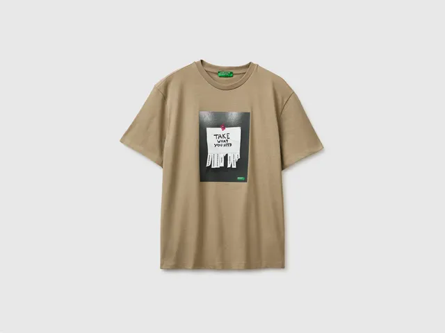 United Colors of Benetton Maglietta stampata cotone biologico taglia M
