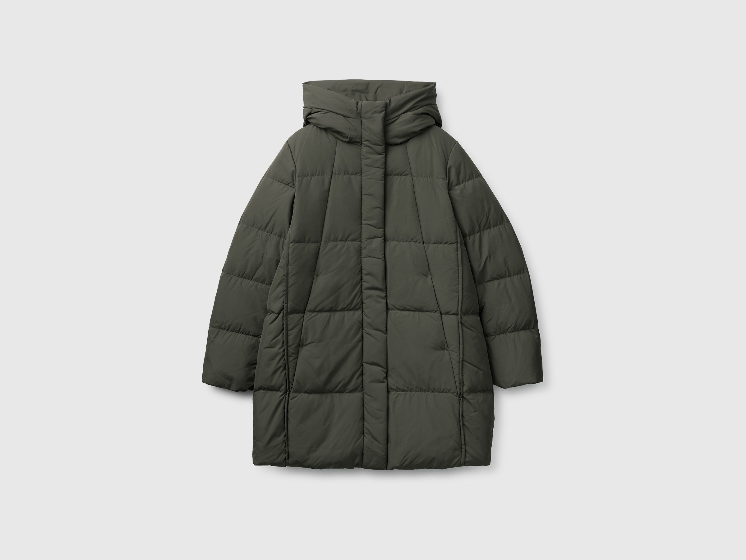 Benetton Piumino Midi Cappuccio Imbottito Riciclato