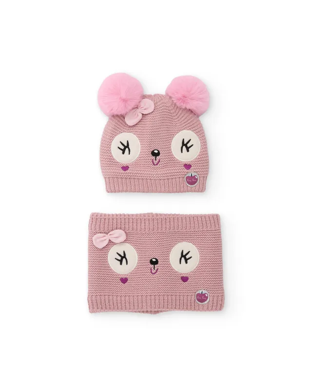 TucTuc Accessori Set Bimba Berretto+Collo Tricot Rosa 44-54