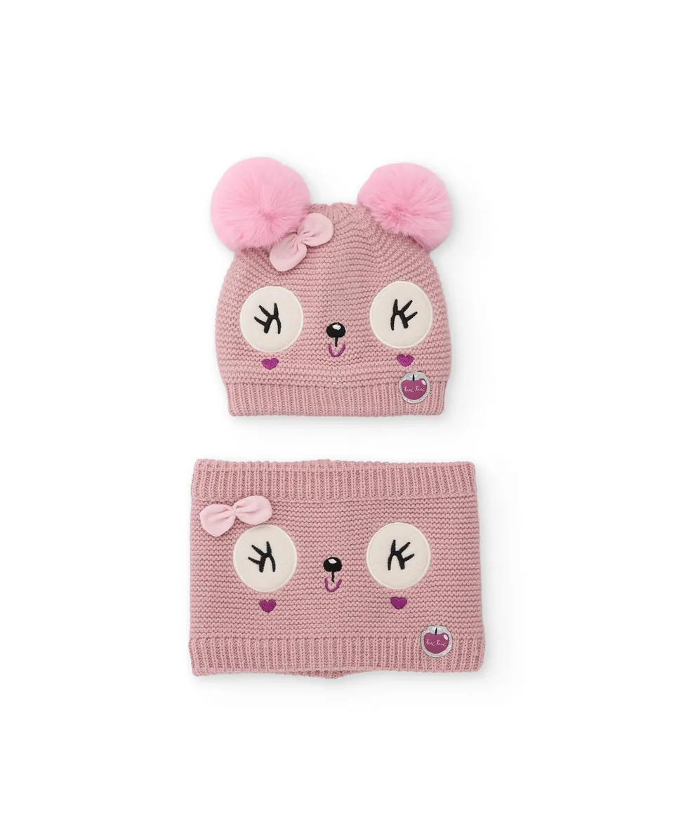 TucTuc Accessori Set Bimba Berretto+Collo Tricot Rosa 44-54
