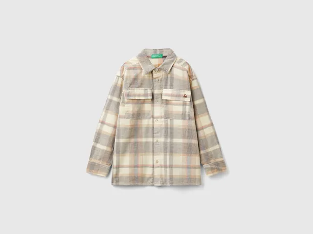 United Colors of Benetton camicia velluto tartan cotone M