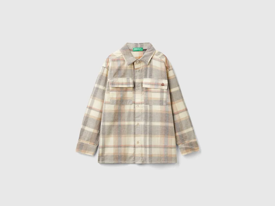 United Colors of Benetton camicia velluto tartan cotone M