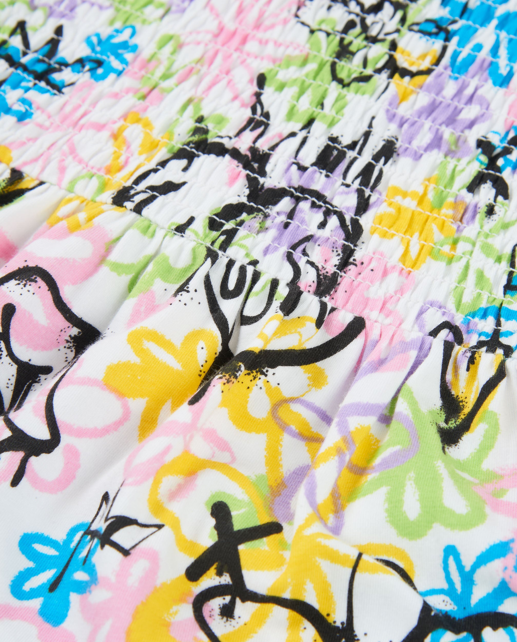 TucTuc Vestiti abito bambina bianco graffiti fiori cotone