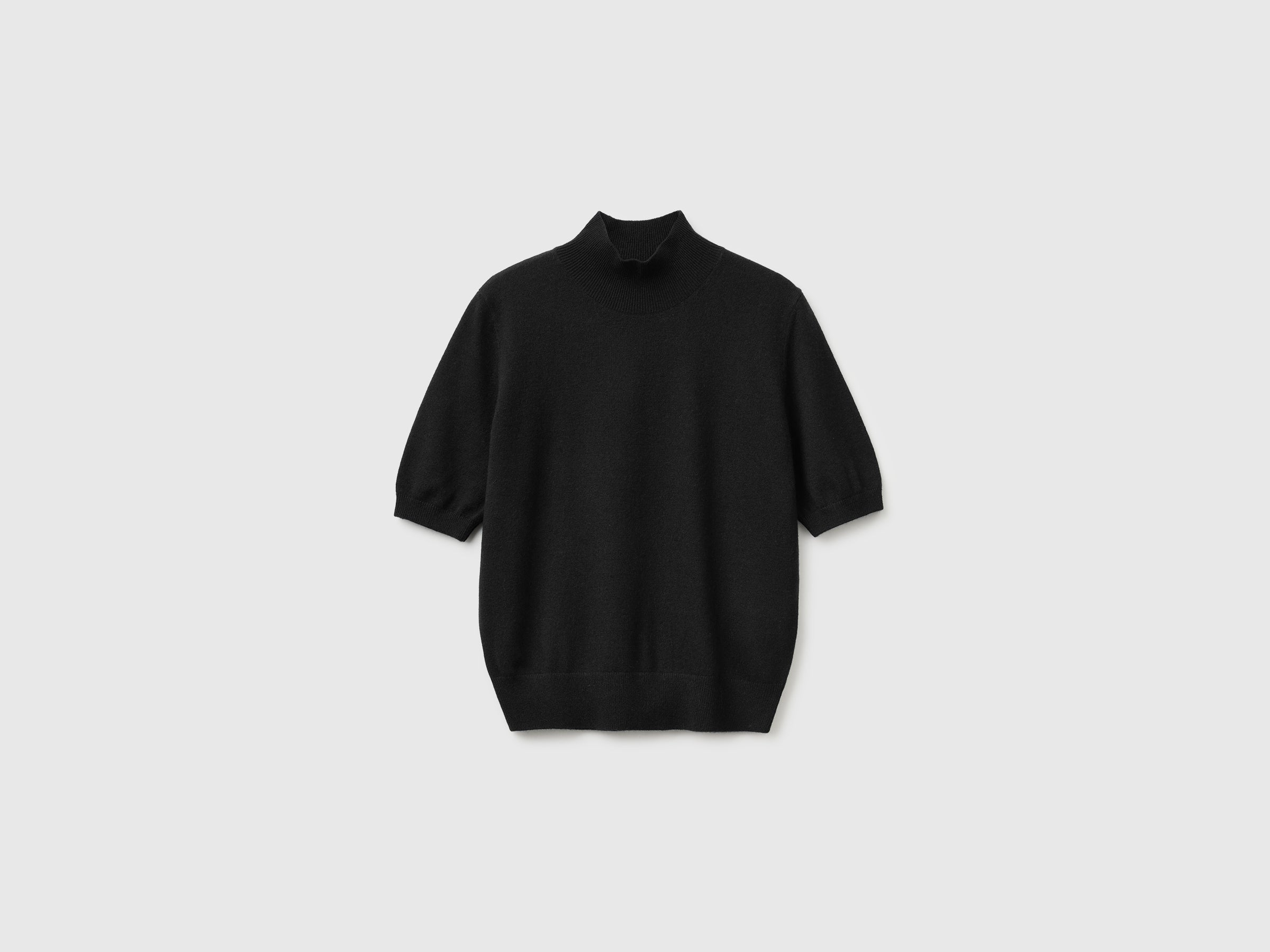 Benetton maglione dolcevita manica corta lana cashmere viscosa