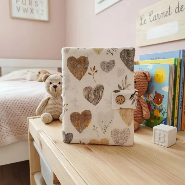 Petite Citrouille Love portadocumenti bimbo cotone cuori 22cm