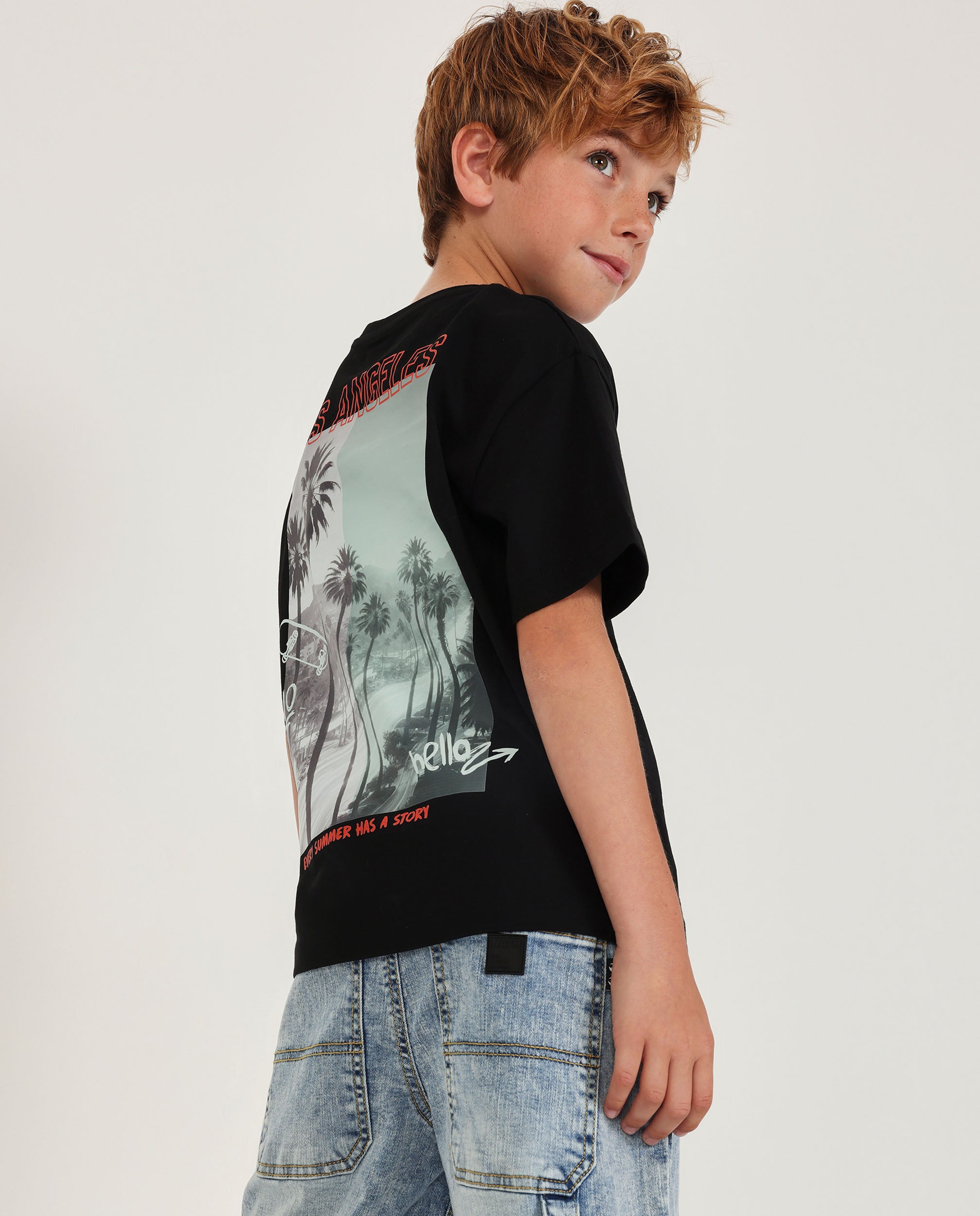 TucTuc Magliette bambino nero stampa skate maniche corte