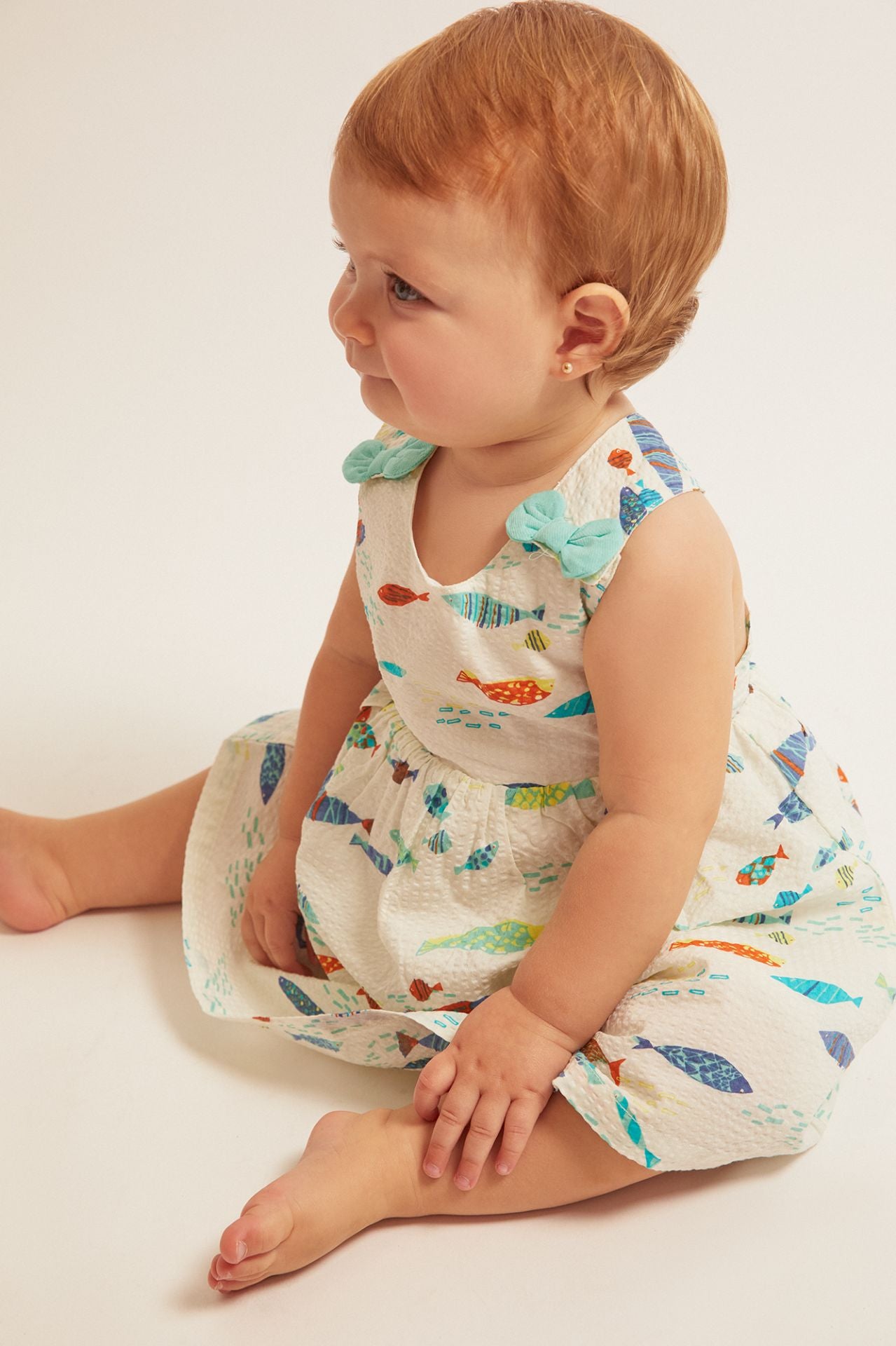 NEWNESS Pesciolini Vestito Bimba Cotone 12-18 Mesi