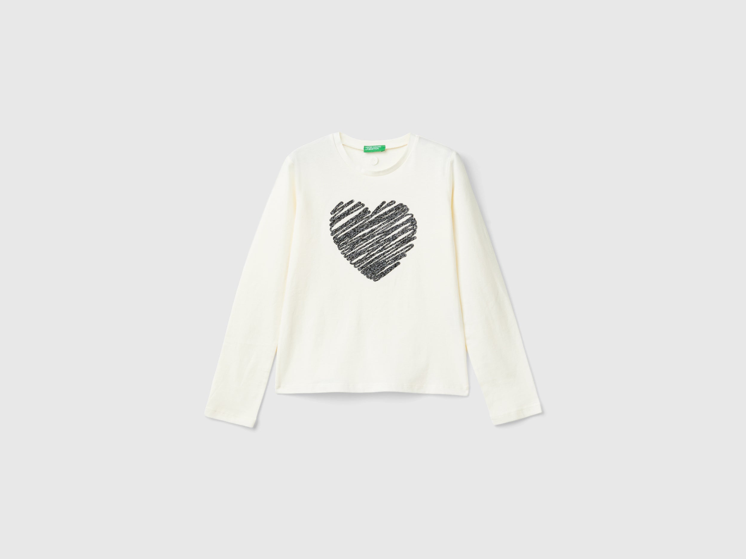 United Colors of Benetton T-shirt ricamo lurex cotone bio taglia L
