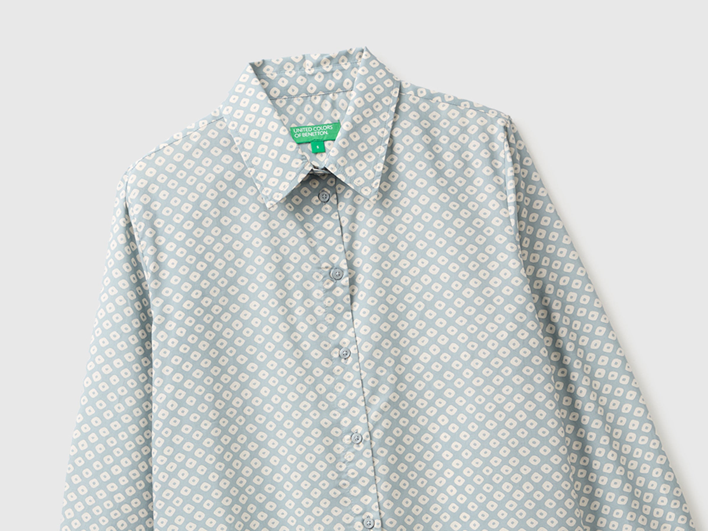 United Colors of Benetton camicia cotone fantasia manica lunga S
