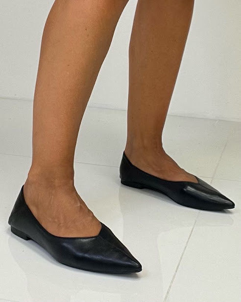 Sottosopra GSH1671 ballerine a punta nere ecopelle