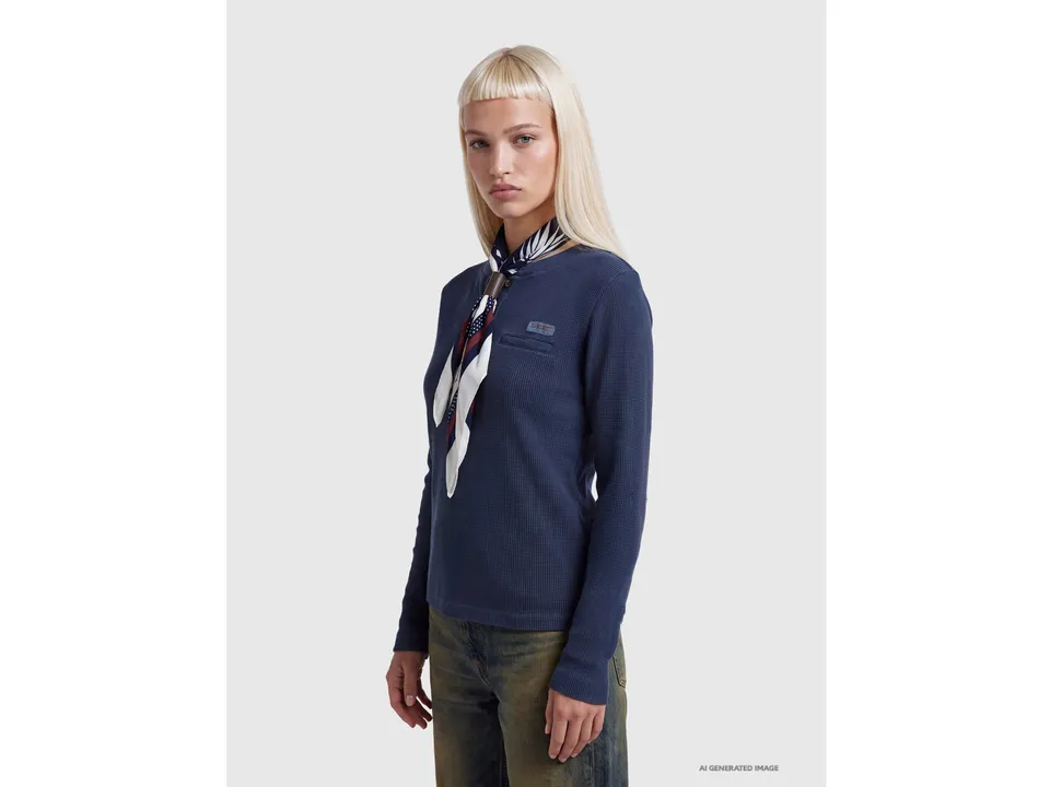 Benetton T-Shirts Maglietta henley cotone taschino