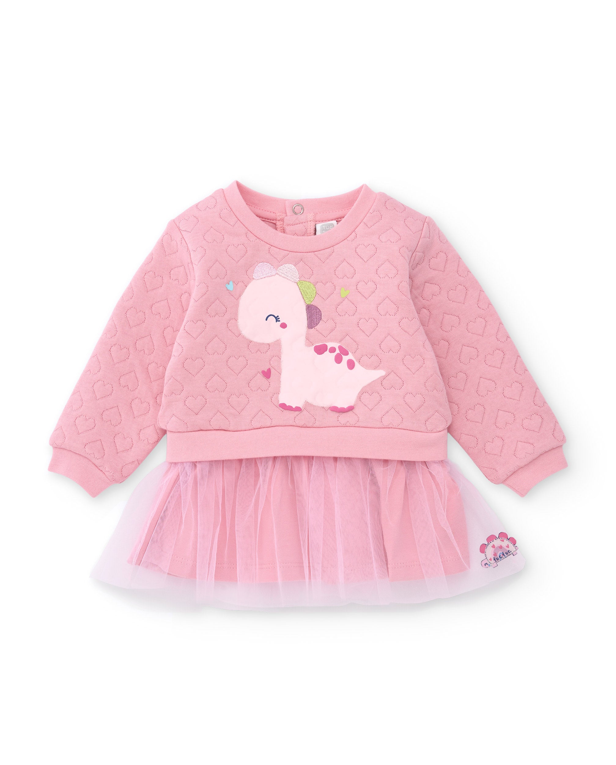 TucTuc Vestiti Vestito in felpa dinosauro rosa neonata tulle