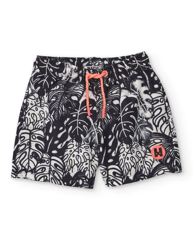 TucTuc Costumi Da Bagno boxer bambino nero foglie tropicali