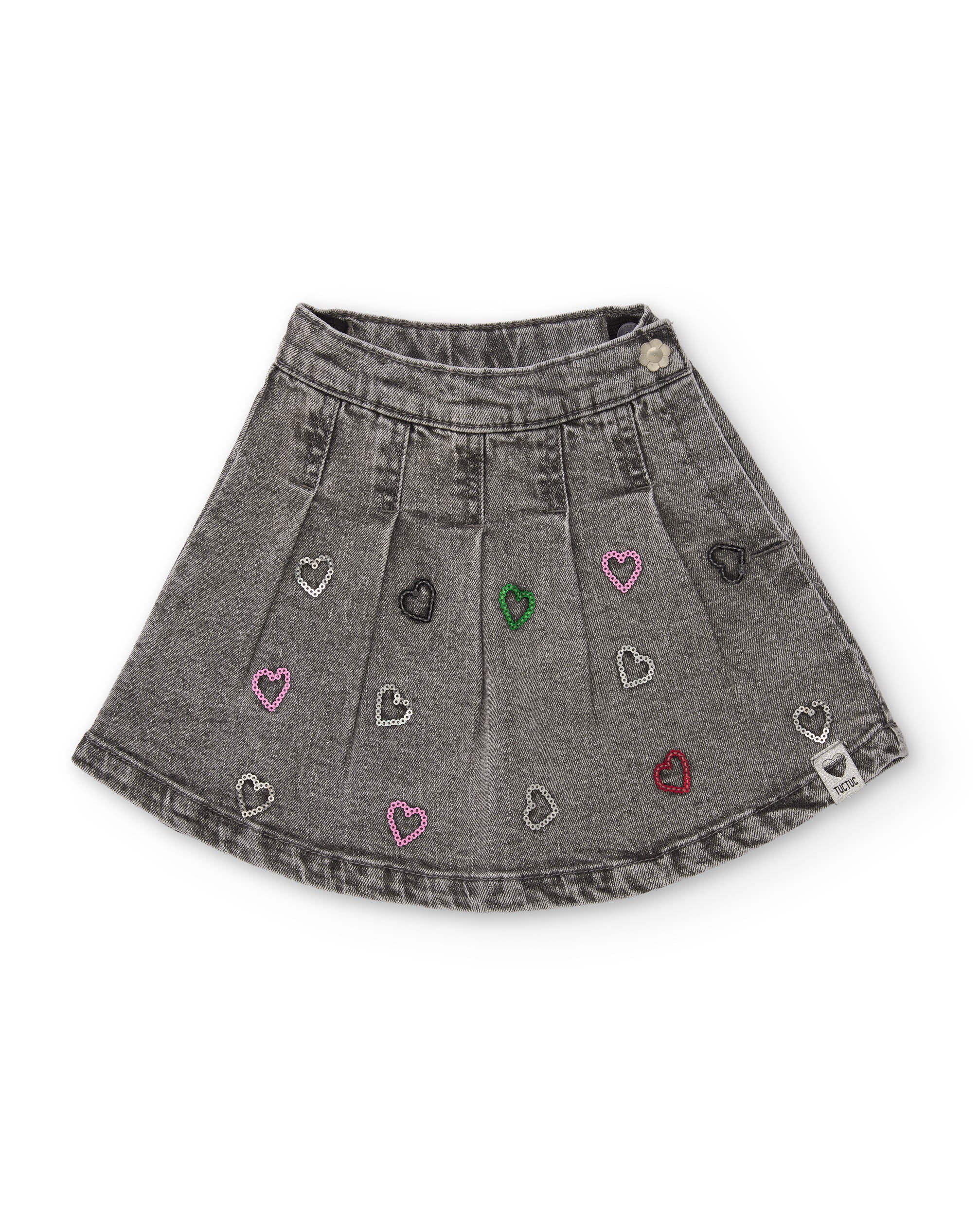 TucTuc Gonne Denim Bambina Grigio Chiaro Ricamo Cuori