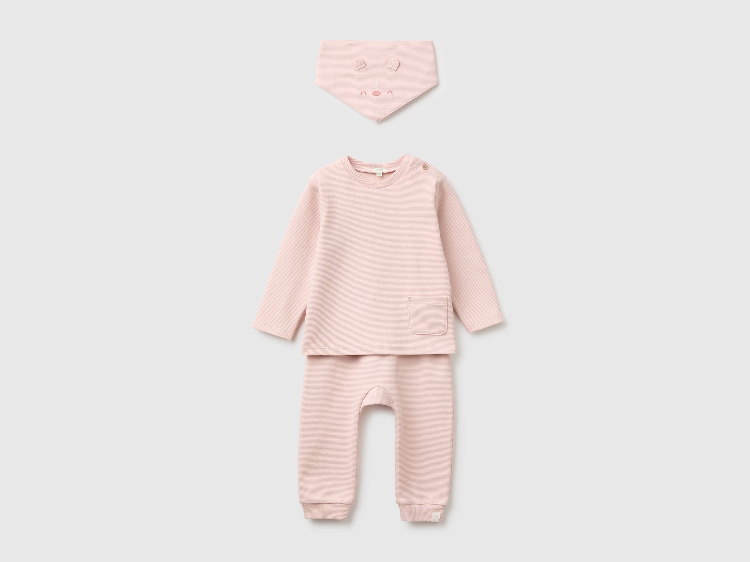 United Colors of Benetton Set Neonato Cotone 3 Pezzi Manica Lunga