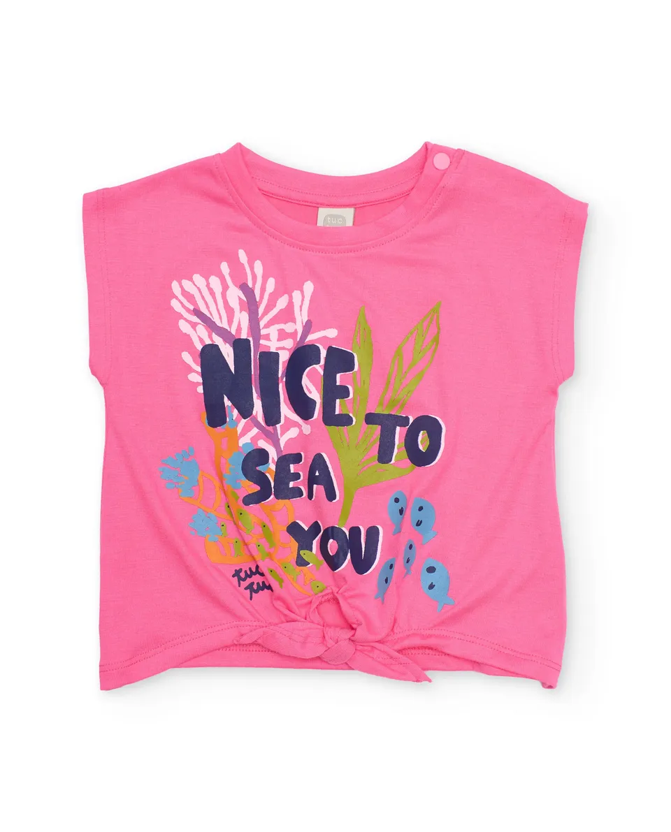 TucTuc Magliette T-shirt bambina rosa nodo marina