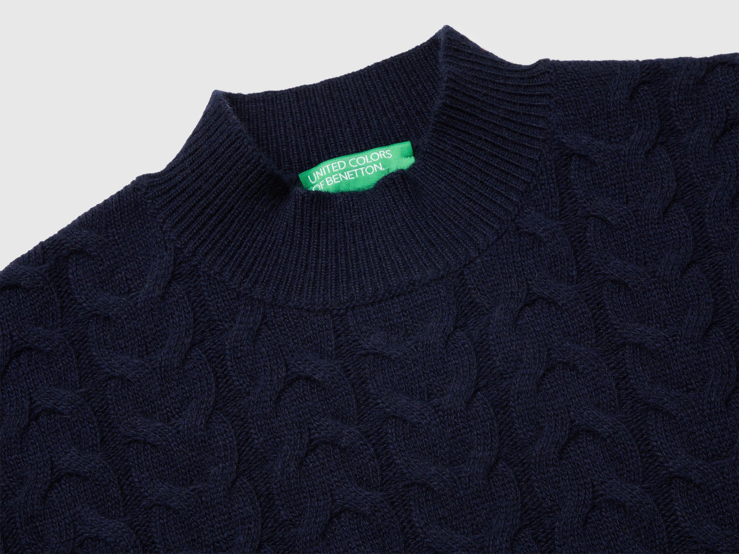 United Colors of Benetton maglione trecce dolcevita lana XS