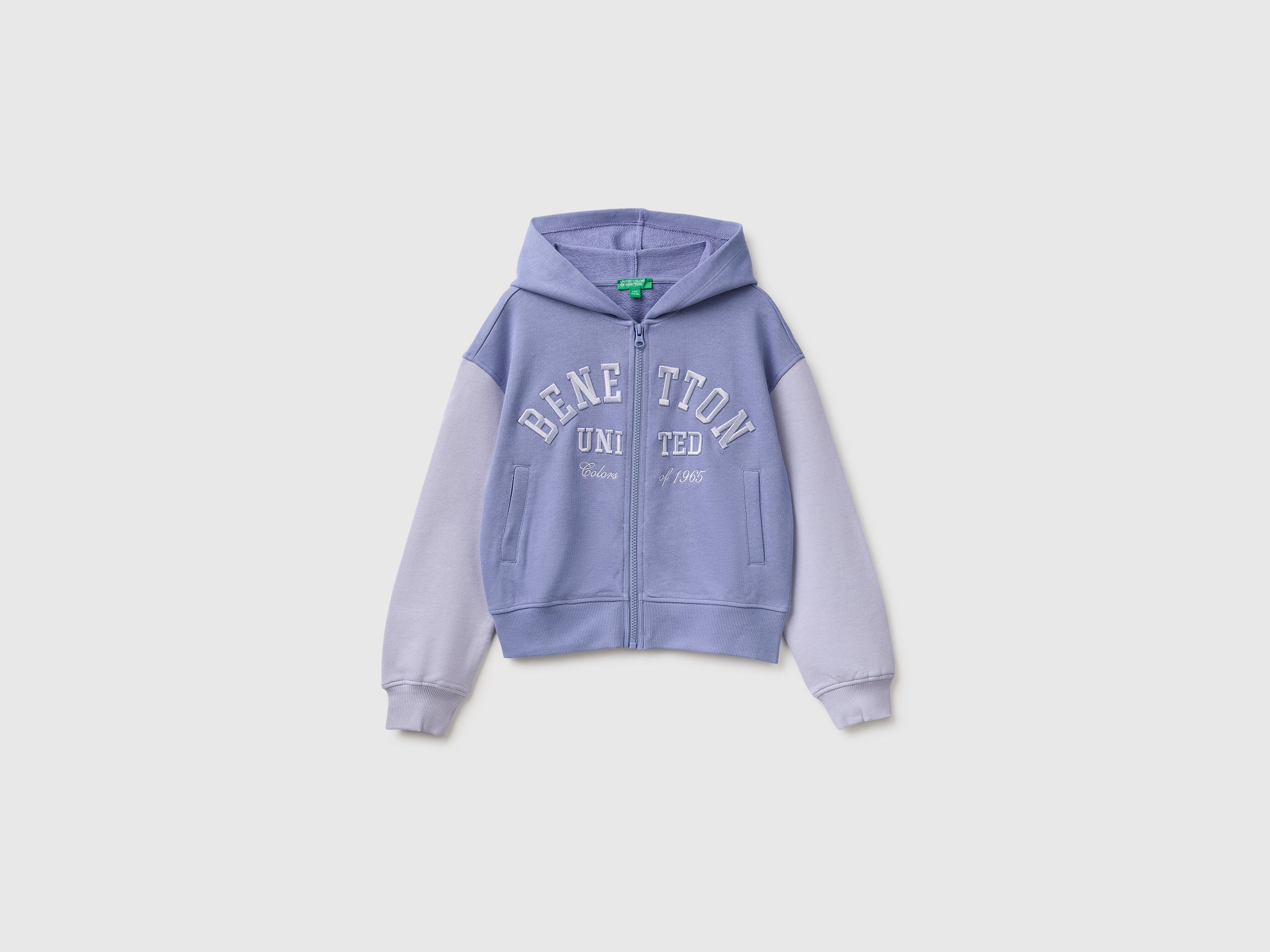 United Colors of Benetton Hoodie Felpa Cotone Zip Ricamo Taglia M