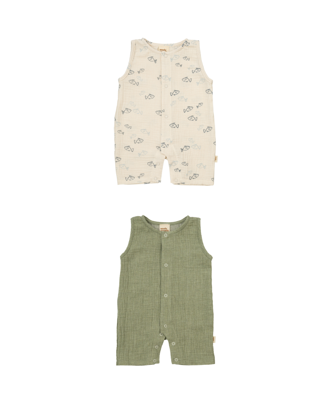 Woolly Organic Romper GOTS SS27 pagliaccetto mussola cotone