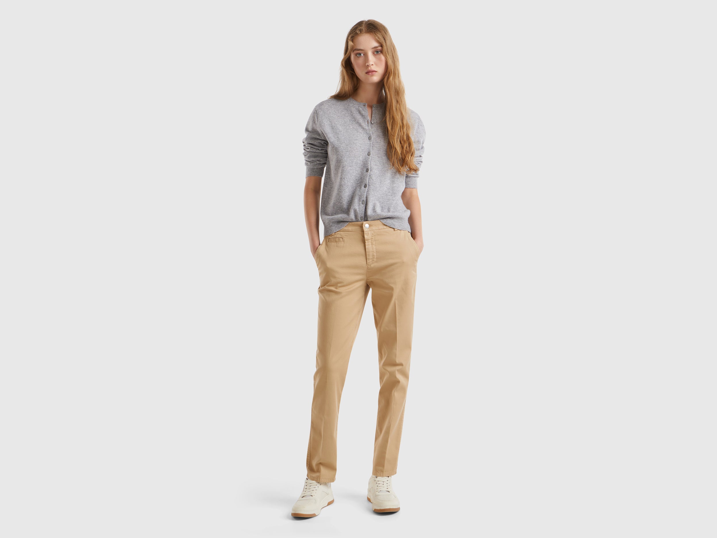 United Colors of Benetton Cardigan lana merino grigio melange