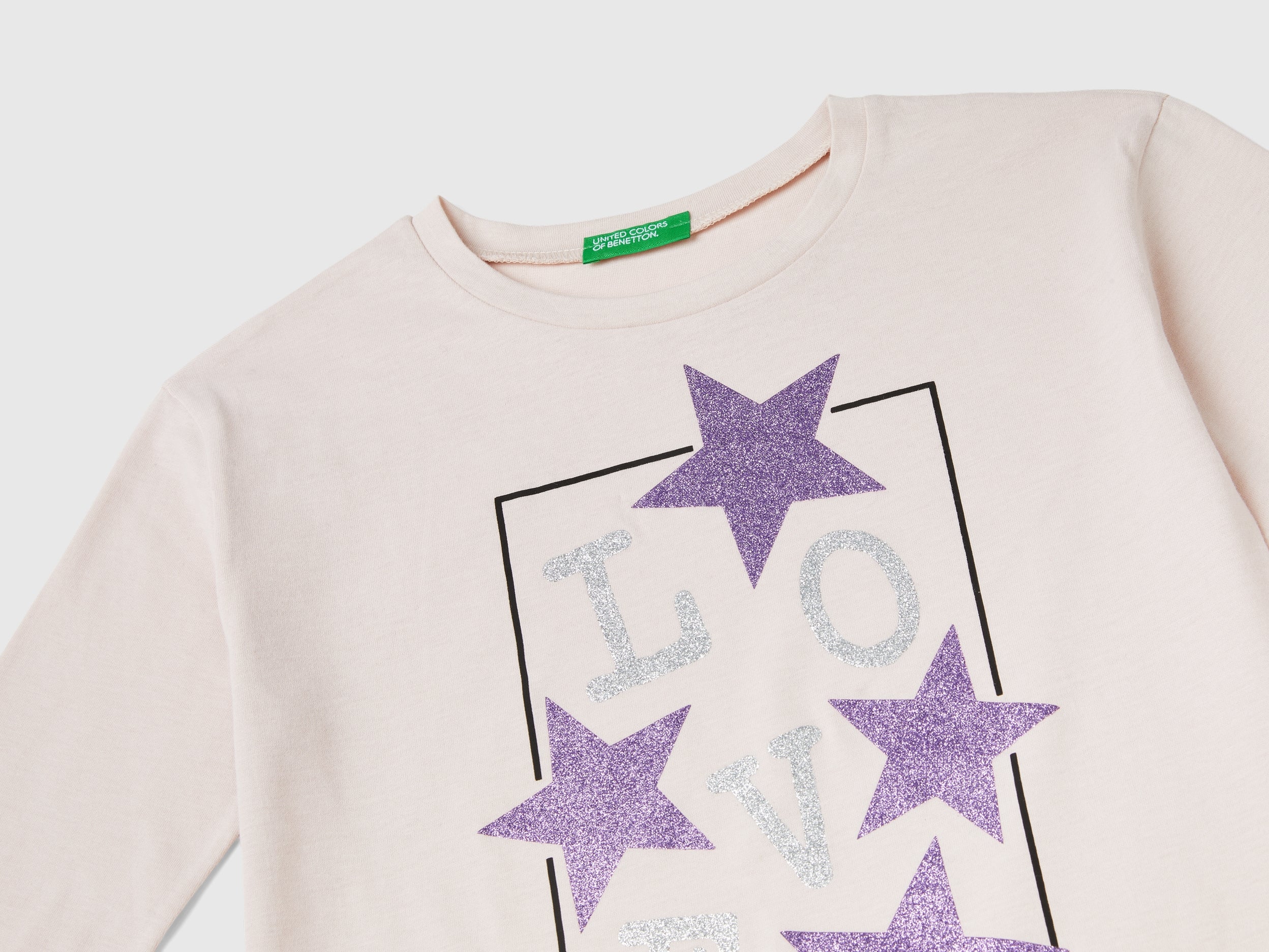 United Colors of Benetton T-shirt maglietta glitter cotone bio