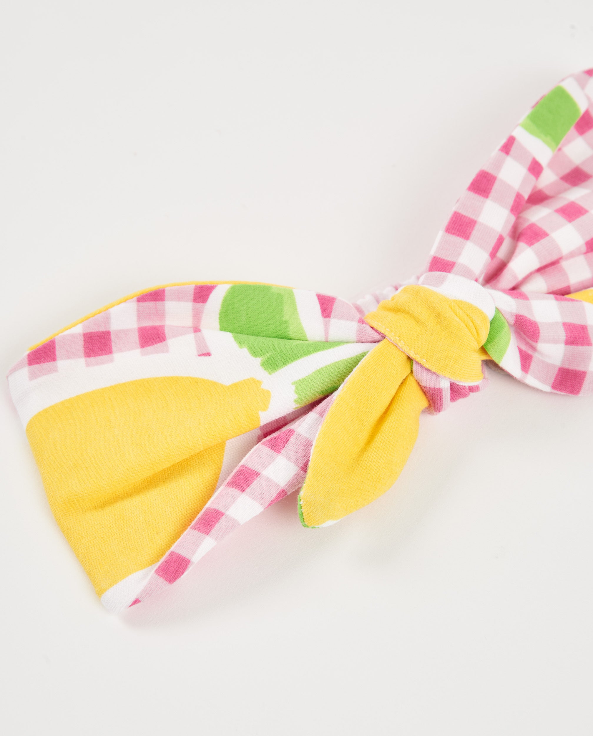 TucTuc Accessori fascia bambina rosa maglia stampa vichy limoni