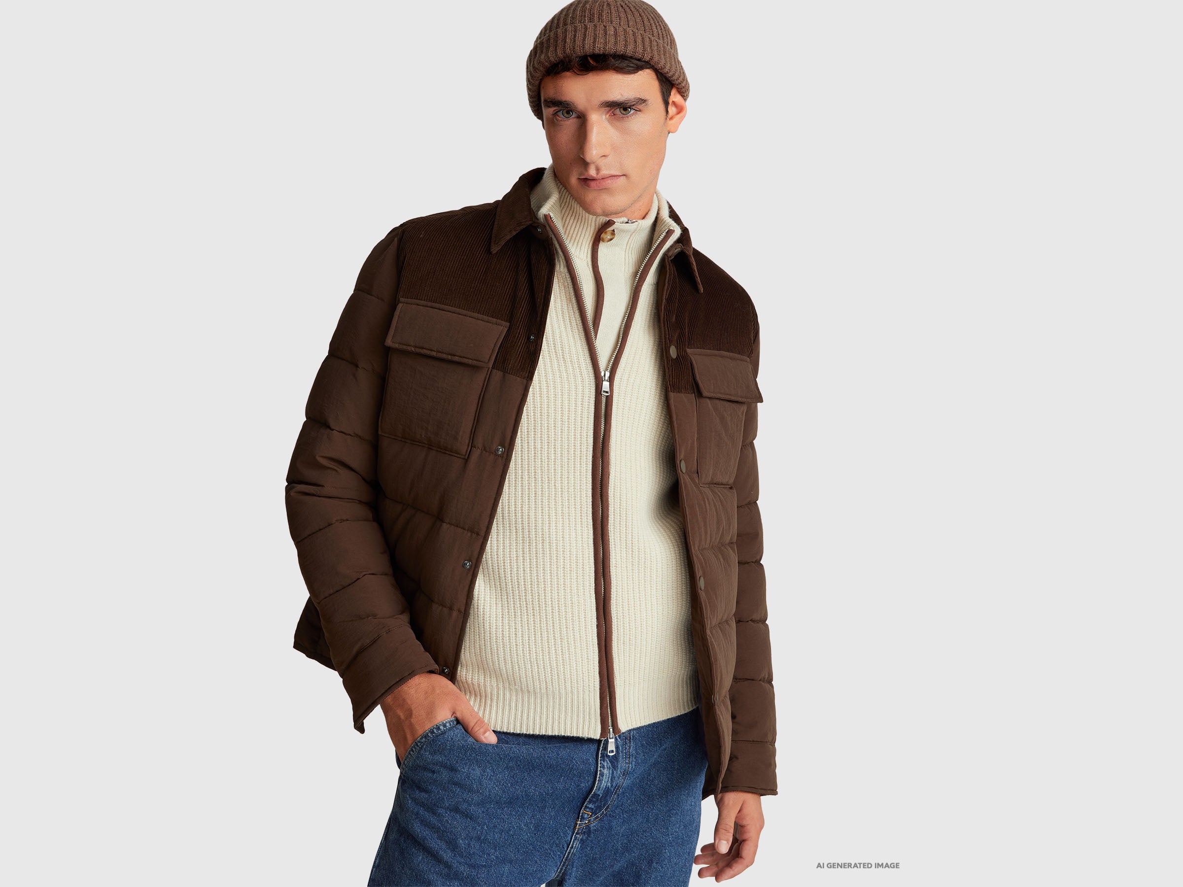 United Colors of Benetton Giacca Imbottita Velluto Nylon Taglia M