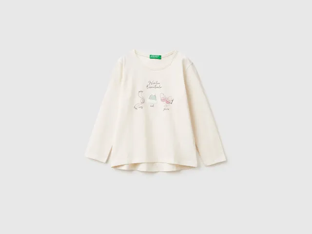 United Colors of Benetton T-shirt Bimbo Stampa Cotone Biologico 104