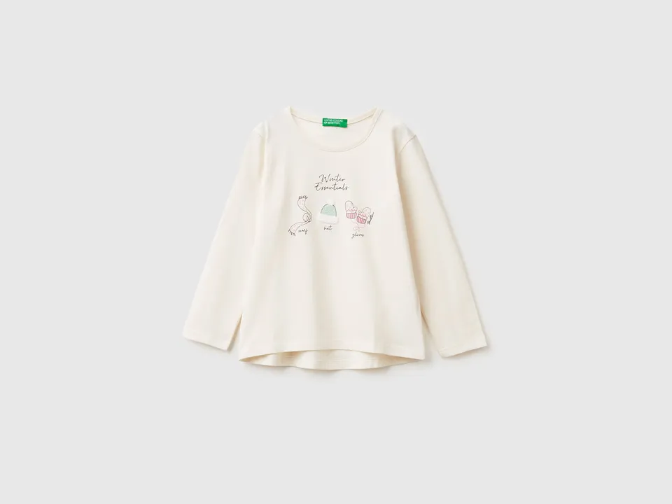 United Colors of Benetton T-shirt Bimbo Stampa Cotone Biologico 104