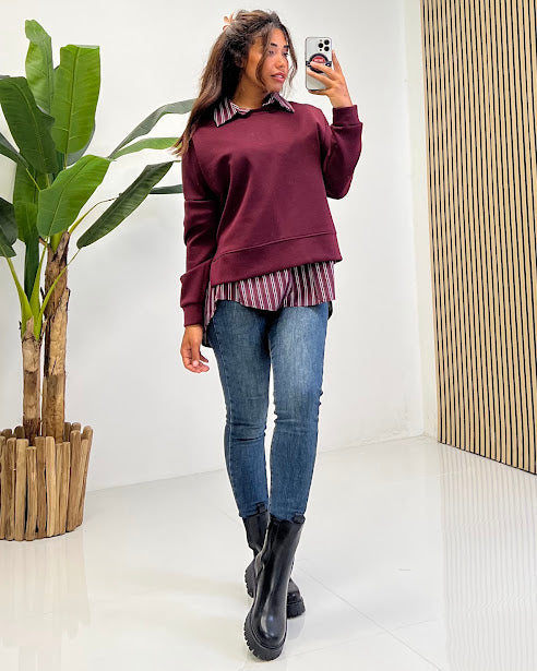 Sottosopra gm15 felpa girocollo nera taglia unica spacchi
